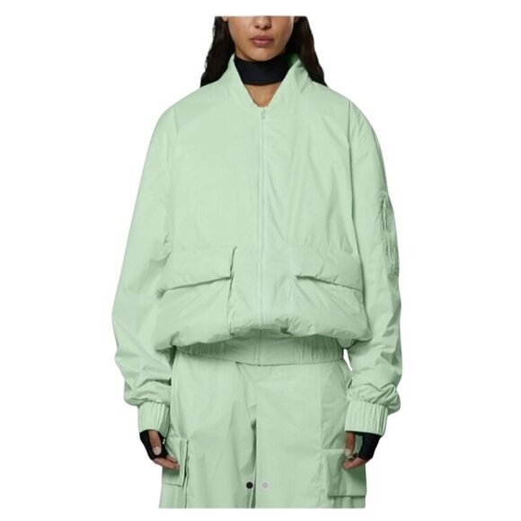 Rains Fuse $300 Bomber Jacket Waterproof Windproof Casual Fit Light Green Unisex - Picture 1 of 10